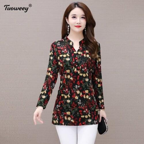 New Arrival Fashion autumn style long sleeve floral casual Shirt Female Casual tunic ladies Plus Size elegant Printed Blouse
