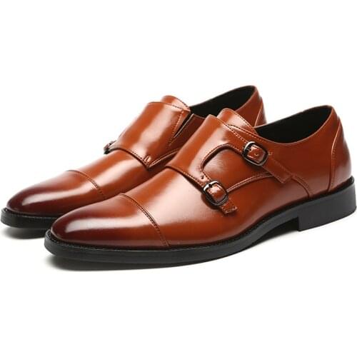 Office Shoes For Men 2021 Formal Shoes Men Classic Coiffeur Double Monk Strap Shoes Plus Size Italian Brown Dress Ayakkabi Erkek