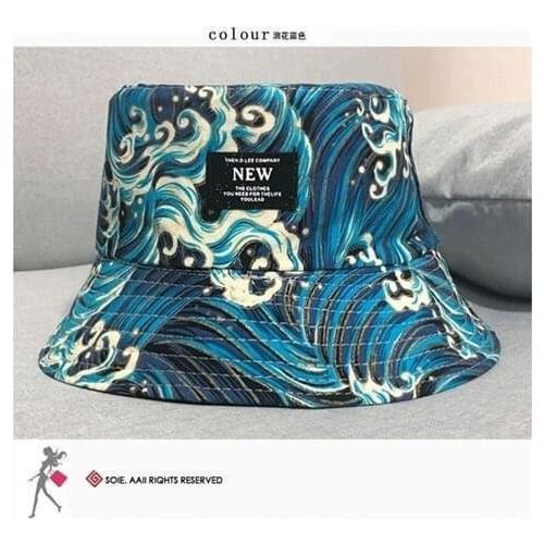 2021 New Fashion Trend Print Bucket Hat Hip-hop Orange Student Sunhat 6 Color Optional Bucket Hat Women Summer Fishing Hat