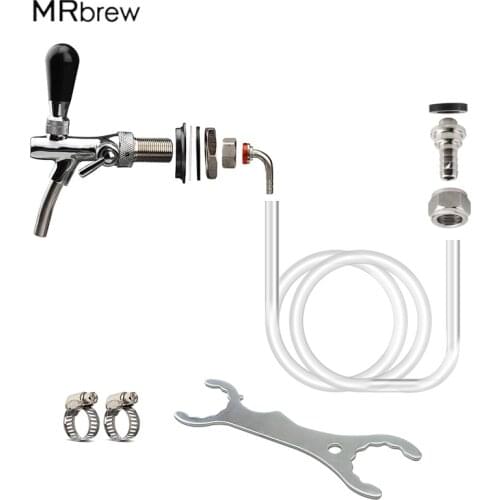 Beer Faucet Beer Line Clamp With Draft Beer Faucet, ID 3/16" OD 7/16" Beer Line 5ft, Connector Hex Nut and Clamp, Spanner Wrench
