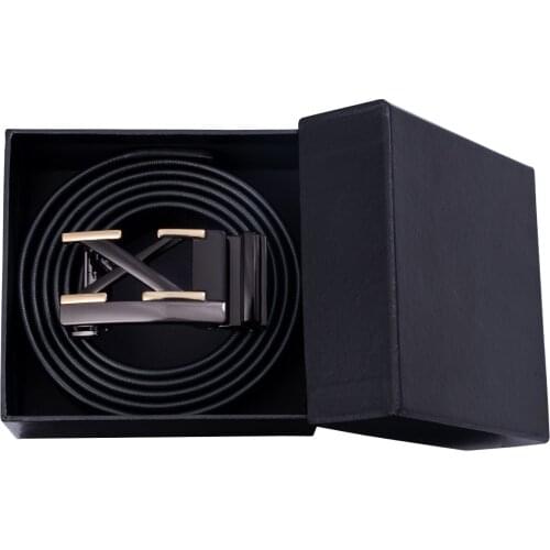 Gift Box Set Leather Designer Belt for Men Automatic Buckle Black Cowhide Removable Waist Belts Business Wedding Gift Barry.Wang