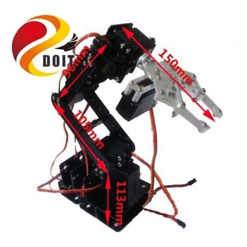 6 Dof Robot Arm+Mechanical Claw+6PCS High Torque Servos + Large Metal Base DIY RC Toy Robot Arm Manipulator