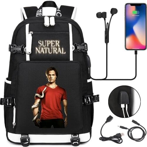 Supernatural Backpack Girl Boy Schoolbag Large Capacity Laptop Bag Waterproof Multifunction USB Charging Backpack