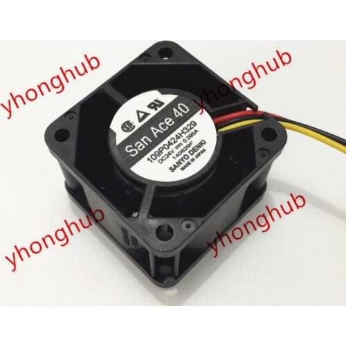 Sanyo Denki 109P0424H329 Server Cooling Fan DC 24V 0.095A 40x40x28mm 3-wire