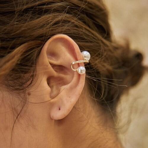 Pearl Beads Clip Earrings For Women Elegant Charms Non Piercing Ear Clips Inlaid Zircon Korean Ladies Fashion Jewellery