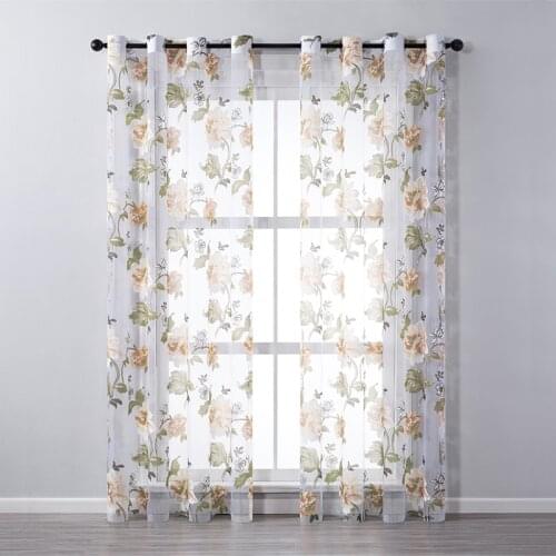 ELKA Floral Drapes Sheer Window Curtains for Living Room Bedroom Kitchen Modern Tulle Curtains Window Treatment Blinds