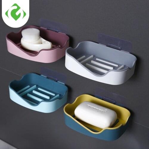 Soap Rack Punch Free Wall Mounted Double Layer Soap Holder Self Adhesive Soap Sponge Dish Bathroom Accessories Soap Dishes