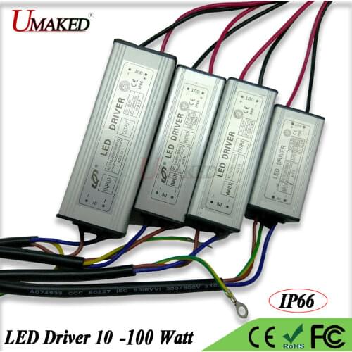 Full Power LED Driver Waterproof IP66 Aluminum Shell Floodlight Power supply For 10W 20W 30W 50W 60W 80W 100W Intergrated Chips