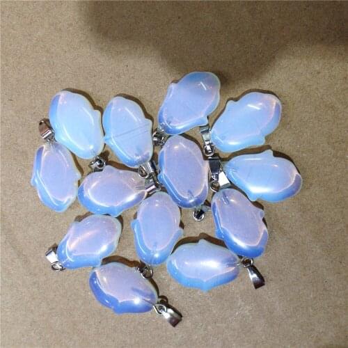 10Pcs 20x15x5mm White Opal Carved Tulip Pendant For DIY Jewelry Making Necklace Accessories Special Gift