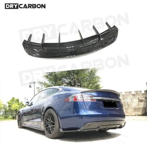 Carbon Fiber Rear Diffuser Lip Spoiler for Tesla Model S 70D P85D 90D P100D Sedan 2016 2017 FRP Bumper Guard Plate Car Styling