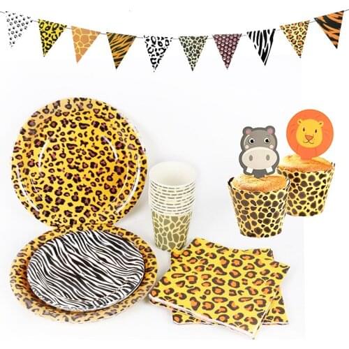 Wild Animals Printed Tiger Zebra Leopard Packaging Bag Jungle Safari Birthday Party Decoration Jungle theme Birthday Supplies