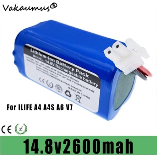 Vakaumus 14.4v/14.8Volt/2600mah Comma Rechargeable Battery, Suitable for Ilife A4 A4 A6 Robot Vacuum Cleaner Parts Accessories