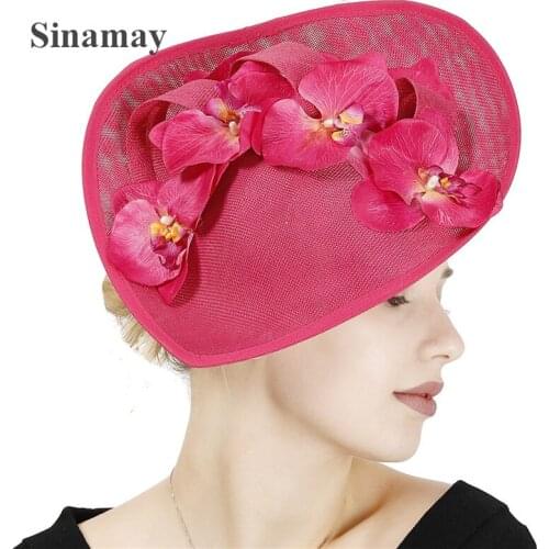 Gorgeous Women Hats Sinamay Fascinator Hat Flower Feather Mesh Kentucky Derby Tea Party Hairband Flower Nice Millinery Caps