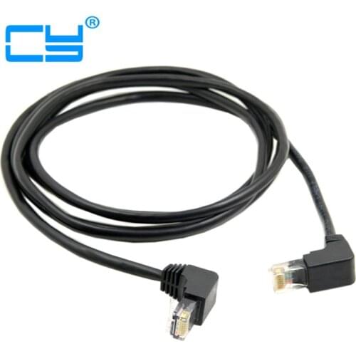 Down Double 90 Right Angled bend 8P8C FTP STP UTP Cat 5e Male to Male Lan Ethernet Network Patch Cord Cable 2m