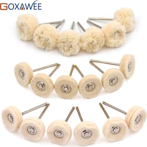 GOXAWEE 10pcs Polish Brush Rotary Tools white yellow buff wheel felt wheel for dremel accessories tools abrasive wheels 22mm