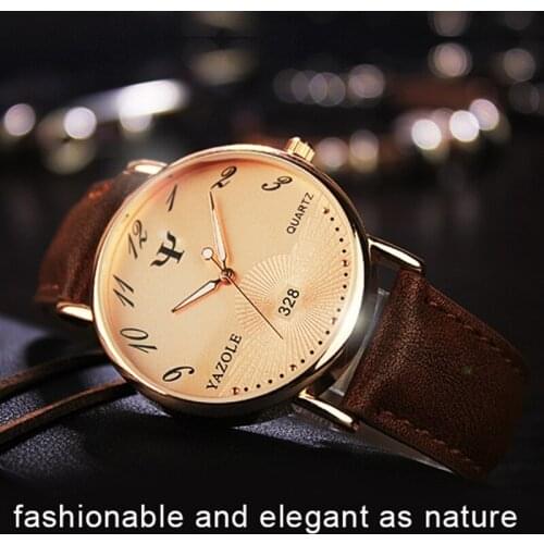 YAZOLE 328 Fashion Leisure Business Quartz Wristwatch Charming Rose Gold Case Classic Roman Numerals Luminous Hands Men Watch