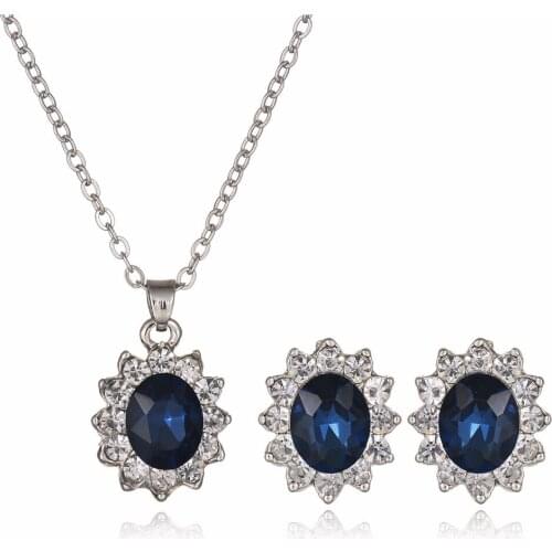 Women bridal Wedding Jewelry Set Charm Crystal Water Drop Pendant Necklaces Earrings Sets Cubic Zircon bijoux femme party gift