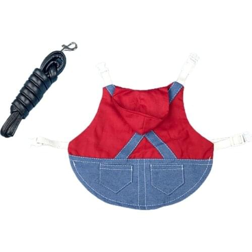 T84E Small Animal Clothes Outdoor Traction Harness Lovely Soft Pet Kitten Guinea-pig Suit with Cute Mini Hat Bag