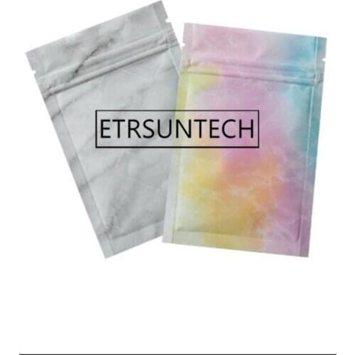 1000pcs Colorful Marble Design Plastic Bag Aluminum Foil Food Candy Small Waterproof Zipper Reclosable Pouches