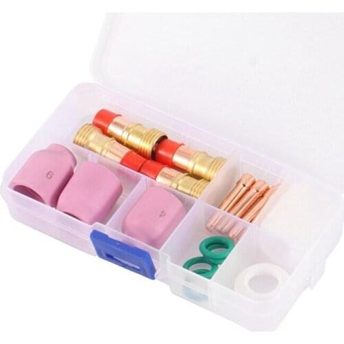 17X TIG Stubby Gas Lens Ceramic Nozzle+Heat Cup for WP17/18/26 2.4mm Welding Torch Collets Gas Len Welding Accessory