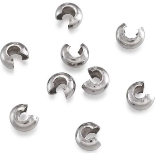 200pcs 304 Stainless Steel Open Crimp Beads Covers End Bead Caps for Jewelry Making DIY Accessories Findings