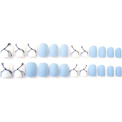 24Pcs/Set Artificial Short Full Cover False Fake Matte Nails Art Tip DIY MS-09