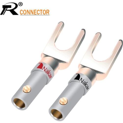 2pcs/1pair "Y"/"U" Type spade banana plug Connectors Gold Plated Screws-Type Solderless Fork Speaker Banana Connectors adapter