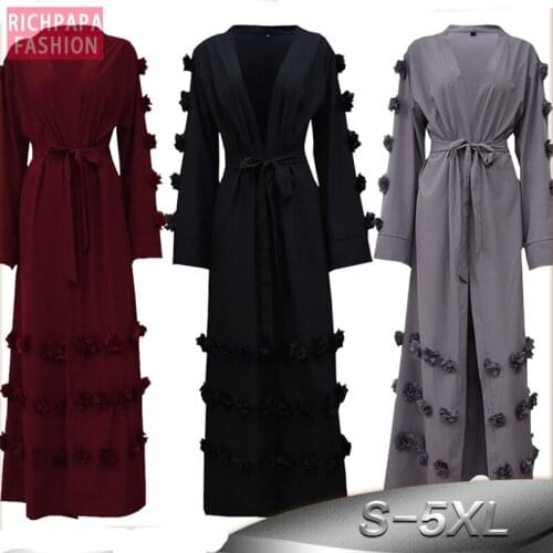 Abaya Dubai Kaftan Floral Kimono Cardigan Hijab Muslim Dress Abayas For Women Robe Caftan Marocain Turkish Islamic Clothing