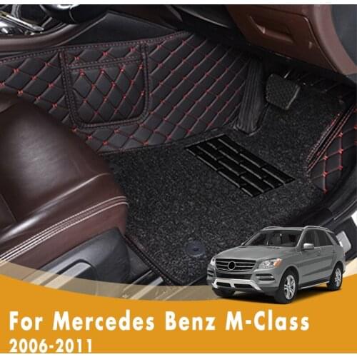RHD Car Floor Mats For Mercedes Benz M-Class 2011 2010 2009 2008 2007 2006 Double Layer Wire Loop Car Accessories Front And Rear