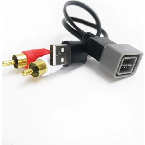 Biurlink Car Factory Stereo USB/RCA Male Port USB RCA Wire For Nissan Qashqai Tenna Grey Port