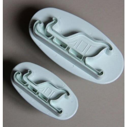 Free Shipping Plastic 2pcs Sled Shape Plunger Cutters Cake Decorating Press Molds Set