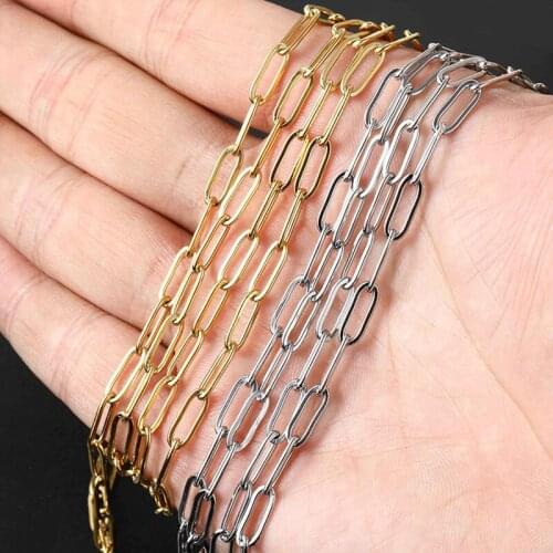 100% Stainless Steel Chain Meter For Jewelry Making Gold/Silver Color Metal Oval Link Chain By Meter Cadenas Por Metros 1m
