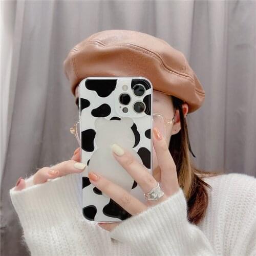 2021 Groove TPU Phone Case For iPhone 12 Mini/11/12Pro Max XR XS Max,Cow Pattern Bear Precision Cover For iPhone SE 7 8Plus Case