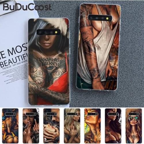 Hot Sexy Sleeve Tattoo Girl Phone Case For Samsung S5 6 7 8 9 10 S8 S9 S10 plus S10E lite S10-5G S20 UITRA plus