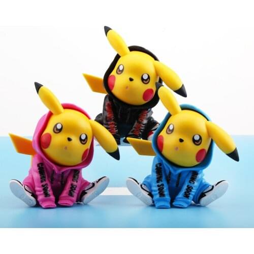 Pokemon solid hand to do cute fashion clothes Pikachu childrens toy car decoration cabinet desk decoration birthday gift