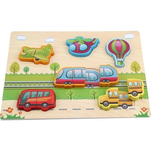 Three-dimensional Puzzle Toy Wood Inlaid Make-up Clutch Plate Shape Cognitive Toy Wooden Animal Matching Game