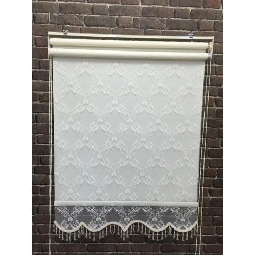 ELEGANCE Tulle Pattern Zebra Roman Roller Blinds Curtain Double Layer for Office Home Living Room Window Kitchen Bedroom