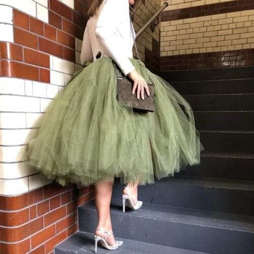 Arygreen Mid Tulle Skirts Plus Size Women 2021 Fashion Tiered Skirt Formal Ruffled Girls Tutu Skirt Photo Shoot Skirt Birthday