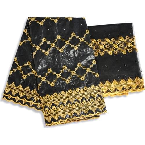 Cotton Fabrics For Patchwork African Bazin Riche Material Embroidery Tissu Couture Tissues Shadda 2021 High Quality Lace 5+2 yds