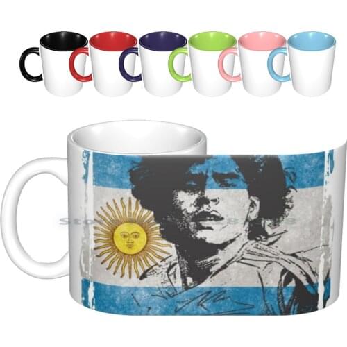 Maradona Flag Ceramic Mugs Coffee Cups Milk Tea Mug Batistuta Lionel Che Guevara Soccer Maradona Football Argentina Diego