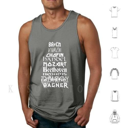 Composers Tank Tops Vest 100% Cotton Rock Metal Music Heavy Heavy Metal Bach Vivaldi Chopin Handel Mozart Beethoven