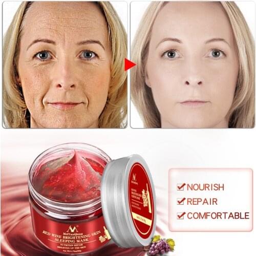 Korean Original Sleeping Mask Anti-Aging Whitening Moisturizing Essence Brighten Skin Face Mask Wine Red Wine Night Cream