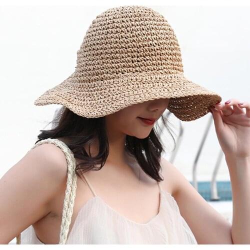 Fashion Women Straw Weave Lace Tie Wide Visor Sun Protection Hat Beach Sunhat Sun Protection Hat Beach Sunhat Sun Protection Hat