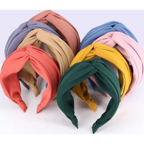 Fashion Women Twisted Headband Wholesale Hair Accessories Boutique Solid Color Top Knot Hairband Korean