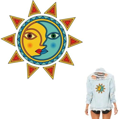 COSIBILL Europe Style Sun And Moon Patches For Clothing Heat Transfers Paper Diy T-shirt Hoodie Iron On Transfer parches Y-195