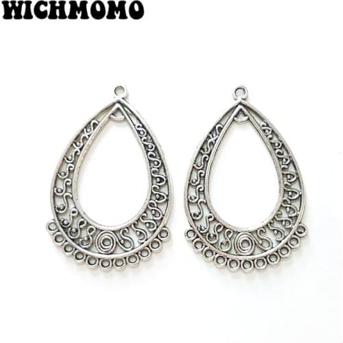 New 5pieces 44*28mm Zinc Alloy Hollow Out Water Drop Earrings Porous Connector Charms Linker for DIY Jewelry Accessories