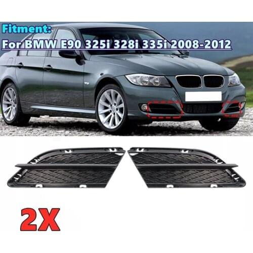 A Pair Left&Right Car Front Bumper Lower Fog Light Grille Mesh Grill For-BMW 335I 328I E90 E91 2009-2011