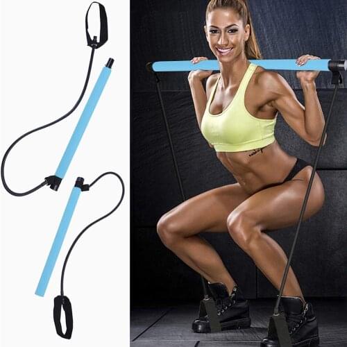 Portable Pilates Barbell Kit For Fitness Resistance Band Yoga Practice Home Gym Exercise Crunches Barbell Belt Stretching Fitnes