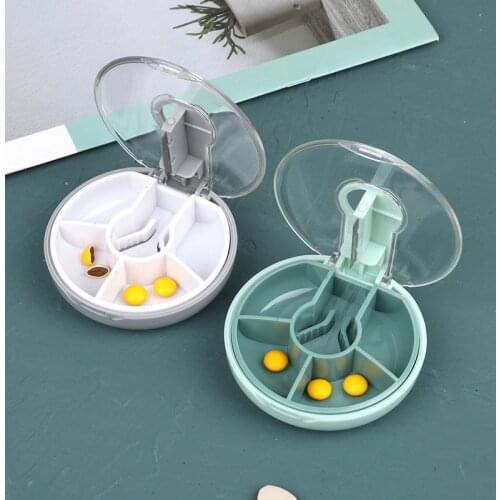 Portable Pill Cutter Splitter Divide Storage Case Weekly Rotating 7Day Pill Container Pill Organizer Medicine Cutter Pill box
