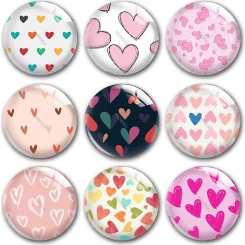 Handmade Valentines Day Cute Heart Lover Round Photo Glass Cabochons Demo Flat Back DIY Jewelry Making Findings Accessory